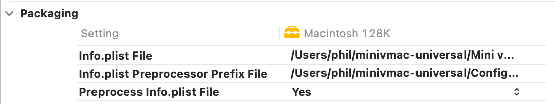 Building a Universal Mini vMac Application